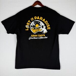 Grim‎ Days T-Shirt Mens L Black Short Sleeve Lost in Paradise Skull Good Times
